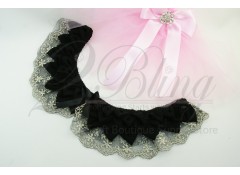 Noir Chiffon Ruffle Collar, Black, Large size